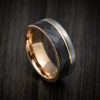Golden and Black Tungsten Tri-Tone Men's Ring