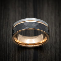 Golden and Black Tungsten Tri-Tone Men's Ring