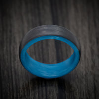 Carbon Fiber Men's Ring with Blue Glow Sleeve