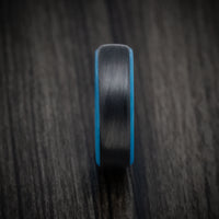 Carbon Fiber Men's Ring with Blue Glow Sleeve