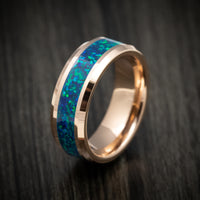 Golden Tungsten Men's Ring with Opal Inlay