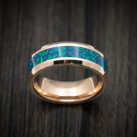 Golden Tungsten Men's Ring with Opal Inlay