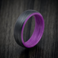 Carbon Fiber Men's Ring with Purple Glow Sleeve