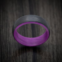 Carbon Fiber Men's Ring with Purple Glow Sleeve