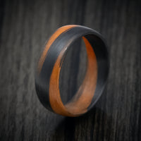 Carbon Fiber Men's Ring with Orange Glow Marbled Design