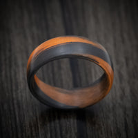 Carbon Fiber Men's Ring with Orange Glow Marbled Design