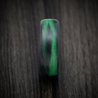 Carbon Fiber Men's Ring with Green Glow Marbled Design