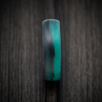 Carbon Fiber Men's Ring with Teal Glow Marbled Design