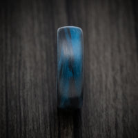 Carbon Fiber Men's Ring with Blue Glow Marbled Design