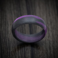 Carbon Fiber Men's Ring with Purple Glow Marbled Design