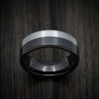 Black Tungsten Men's Ring with Grey Tungsten Accent
