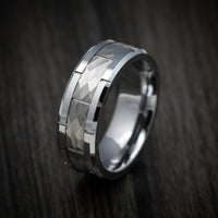 Tungsten Men's Ring with Hammered Inlay