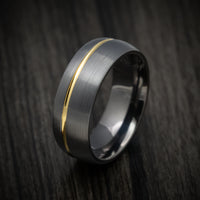 Tungsten Men's Ring with Golden Inlay