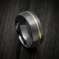 Tungsten Men's Ring with Golden Inlay