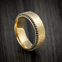 Yellow Gold and Eternity Black Diamond Men's Ring