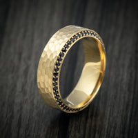 Yellow Gold and Eternity Black Diamond Men's Ring
