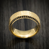 Yellow Gold and Eternity Black Diamond Men's Ring