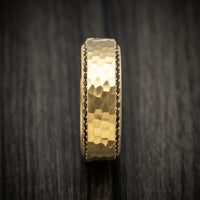 Yellow Gold and Eternity Black Diamond Men's Ring