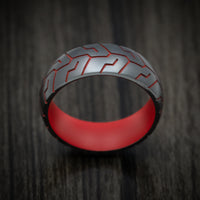 Black Zirconium and Cerakote Tire Tread Men's Ring Custom Made