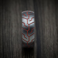 Black Zirconium and Cerakote Tire Tread Men's Ring Custom Made