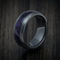 Black Titanium or Black Zirconium Custom Men's Ring with DiamondCast Inlay