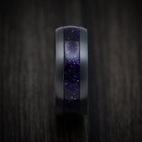 Black Titanium or Black Zirconium Custom Men's Ring with DiamondCast Inlay