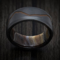 Black Titanium or Black Zirconium Custom Men's Ring with DiamondCast Sleeve and Cerakote Mountain Design