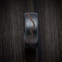 Black Titanium or Black Zirconium Custom Men's Ring with DiamondCast Sleeve and Cerakote Mountain Design