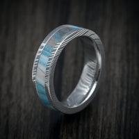 Damascus Steel and DiamondCast Inlay Men's Ring Custom Made