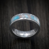 Damascus Steel and DiamondCast Inlay Men's Ring Custom Made