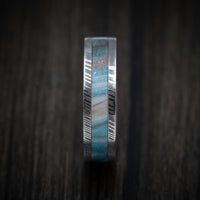 Damascus Steel and DiamondCast Inlay Men's Ring Custom Made