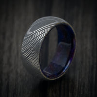 Damascus Steel and DiamondCast Sleeve Men's Ring Custom Made