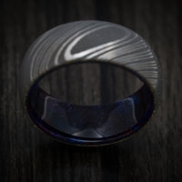 Damascus Steel and DiamondCast Sleeve Men's Ring Custom Made
