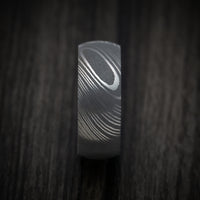 Damascus Steel and DiamondCast Sleeve Men's Ring Custom Made