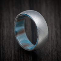 Damascus Steel and DiamondCast Sleeve Men's Ring Custom Made