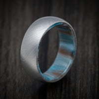 Damascus Steel and DiamondCast Sleeve Men's Ring Custom Made