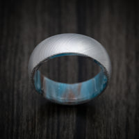 Damascus Steel and DiamondCast Sleeve Men's Ring Custom Made