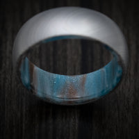 Damascus Steel and DiamondCast Sleeve Men's Ring Custom Made