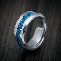 Damascus Steel and DiamondCast Inlay Men's Ring Custom Made