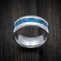 Damascus Steel and DiamondCast Inlay Men's Ring Custom Made