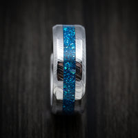Damascus Steel and DiamondCast Inlay Men's Ring Custom Made