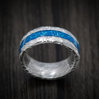 Sunset Kuro Damascus Steel and DiamondCast Inlay Men's Ring Custom Made
