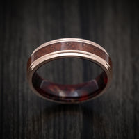14K Gold and Dinosaur Bone Inlay Men's Ring with DiamondCast Sleeve Custom Made