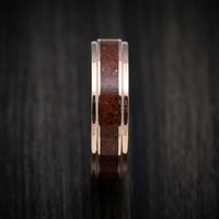 14K Gold and Dinosaur Bone Inlay Men's Ring with DiamondCast Sleeve Custom Made