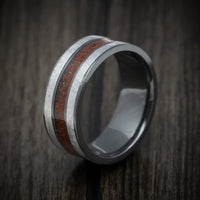 Black Titanium Meteorite and Dinosaur Bone Inlays Men's Ring Custom Made
