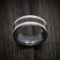 Black Titanium Meteorite and Dinosaur Bone Inlays Men's Ring Custom Made