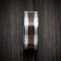 Black Titanium Meteorite and Dinosaur Bone Inlays Men's Ring Custom Made
