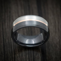 Two-Tone Black and Silver Titanium with 14k Gold Inlay Custom Men's Ring