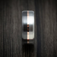 Two-Tone Black and Silver Titanium with 14k Gold Inlay Custom Men's Ring
