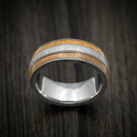 Titanium Men's Ring with Gibeon Meteorite and Wood Inlays Custom Made Band